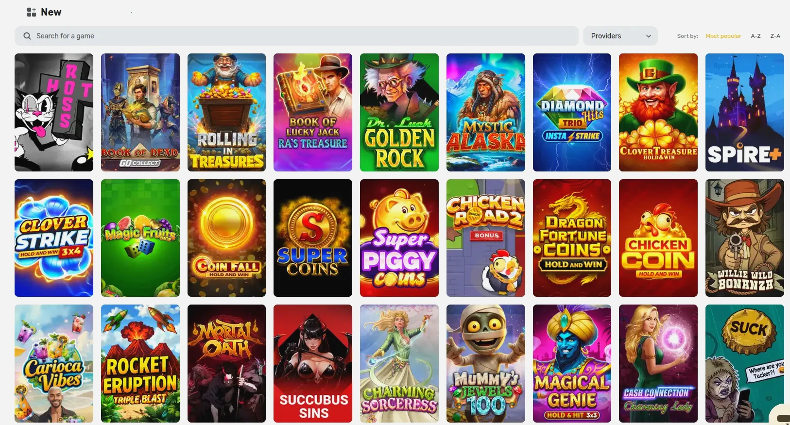 Casino games and bonuses at Spinsy